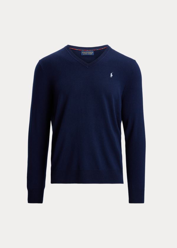 Ralph Lauren Washable Merino V-Neck Svetrové Tmavě Blankyt | KfvkE1hV