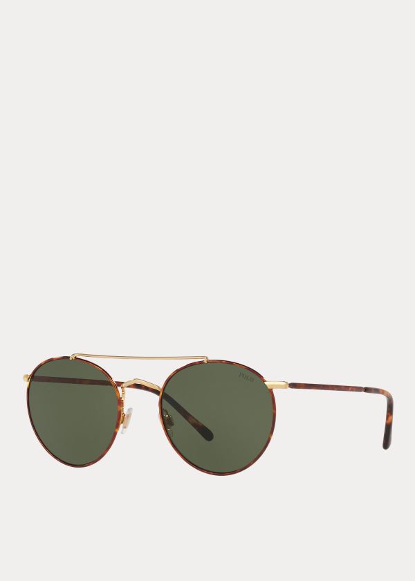 Ralph Lauren Wimbledon Panto Sunglasses Leopard Zelene | lysvGfHW