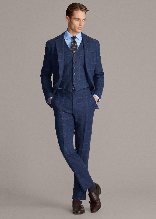 Ralph Lauren Windowpane Suit Trouser Blankyt Světle Blankyt | 9Xy6GeZQ