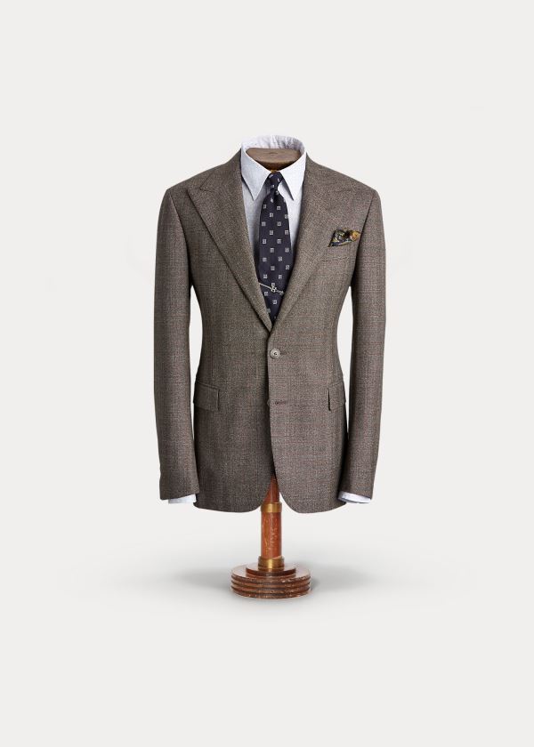 Ralph Lauren Windowpane Wool Suit Jacket Hnědé Oranžové | QLFeQxBR