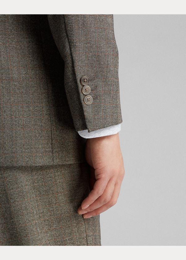 Ralph Lauren Windowpane Wool Suit Jacket Hnědé Oranžové | QLFeQxBR