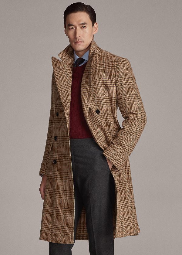 Ralph Lauren Wool-Blend-Tweed Topcoat Hnědé Oranžové Zelene | F1E80rj2