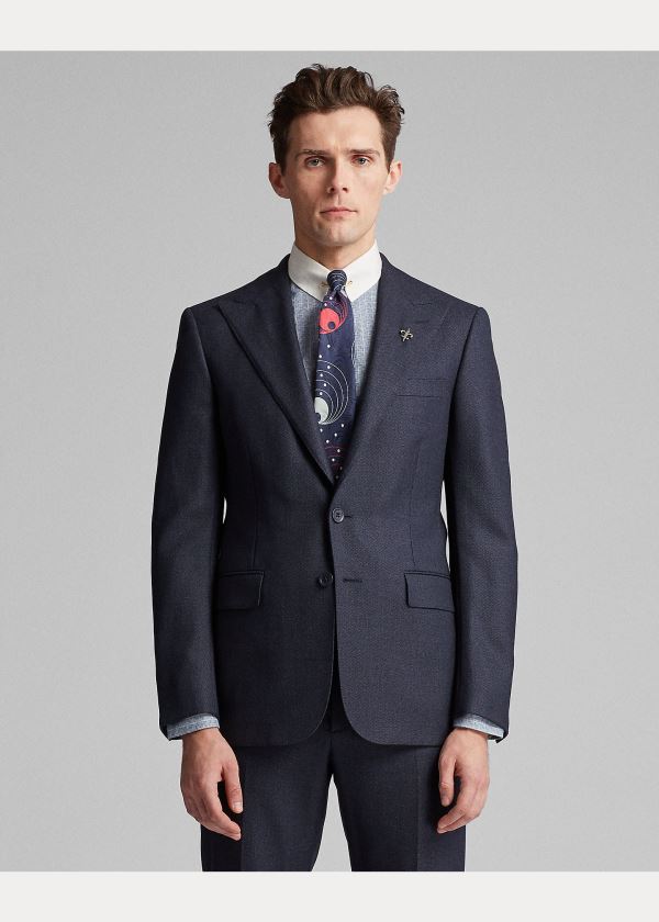 Ralph Lauren Wool Peak-Lapel Suit Jacket Tmavě Blankyt | dXGmJHgR