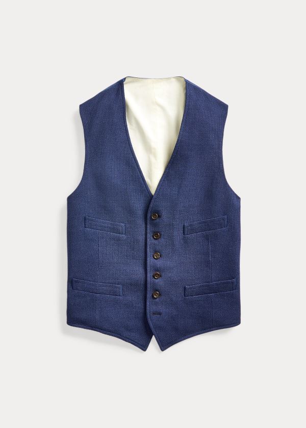 Ralph Lauren Wool-Silk-Linen Tweed Vest Indigo Blankyt | XU5XW3wA