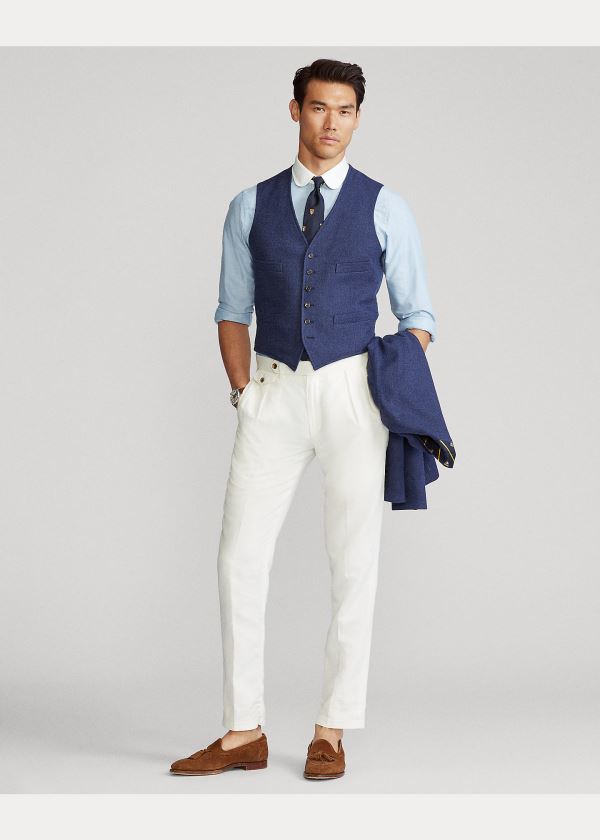 Ralph Lauren Wool-Silk-Linen Tweed Vest Indigo Blankyt | XU5XW3wA