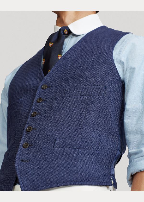 Ralph Lauren Wool-Silk-Linen Tweed Vest Indigo Blankyt | XU5XW3wA