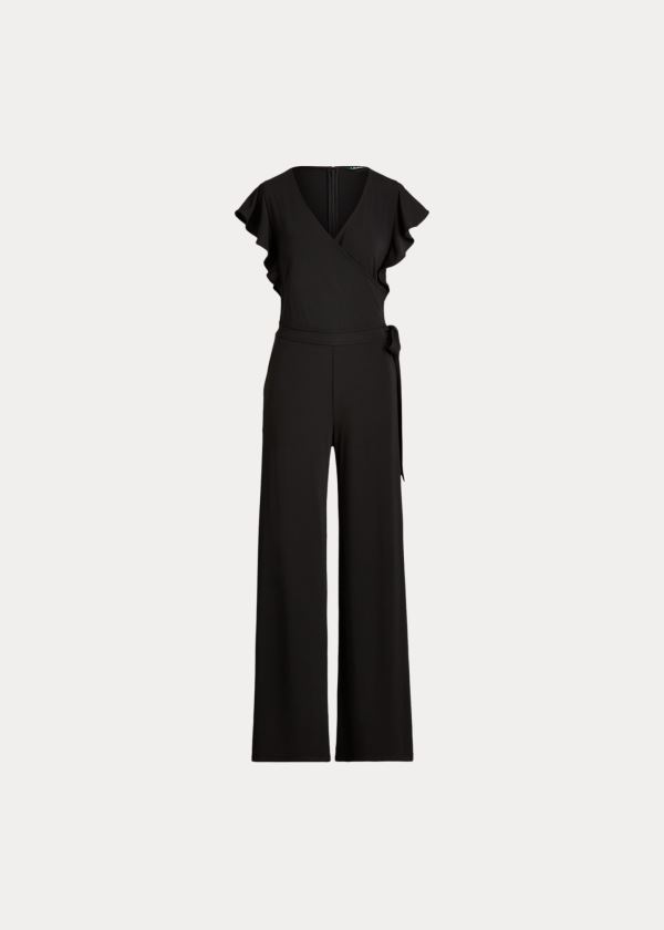 Ralph Lauren Wrap-Style Jersey Jumpsuit Černé | BaZapgul