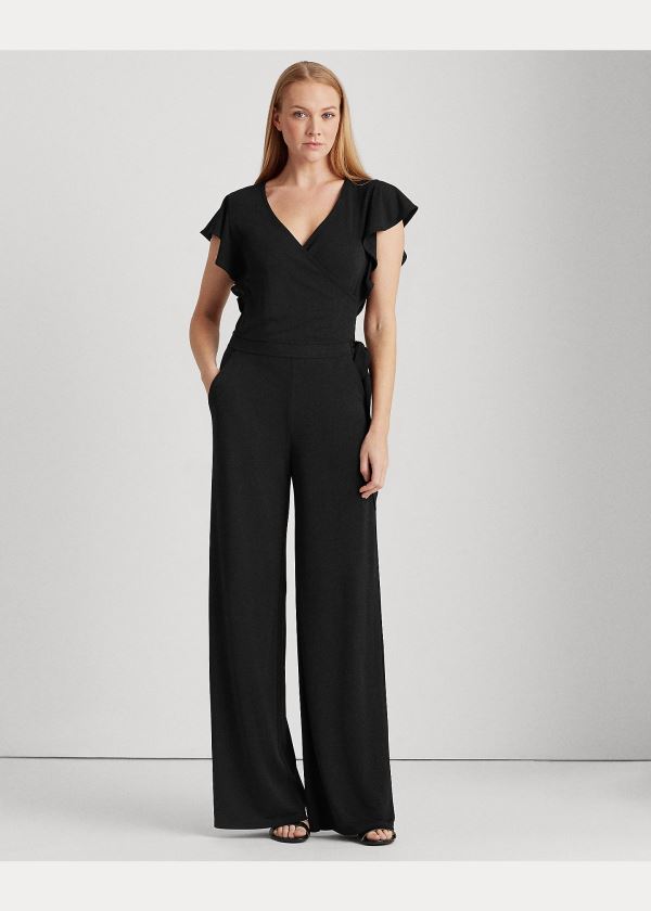 Ralph Lauren Wrap-Style Jersey Jumpsuit Černé | BaZapgul