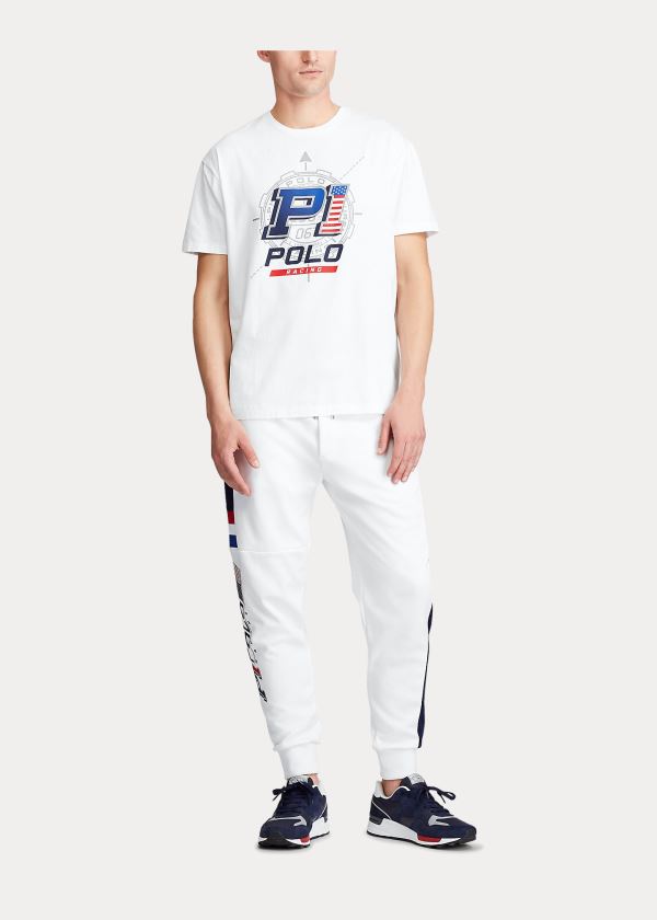 Ralph Lauren Závodní Bavlněné Jersey T-Shirt Bílé | MMlyal9S