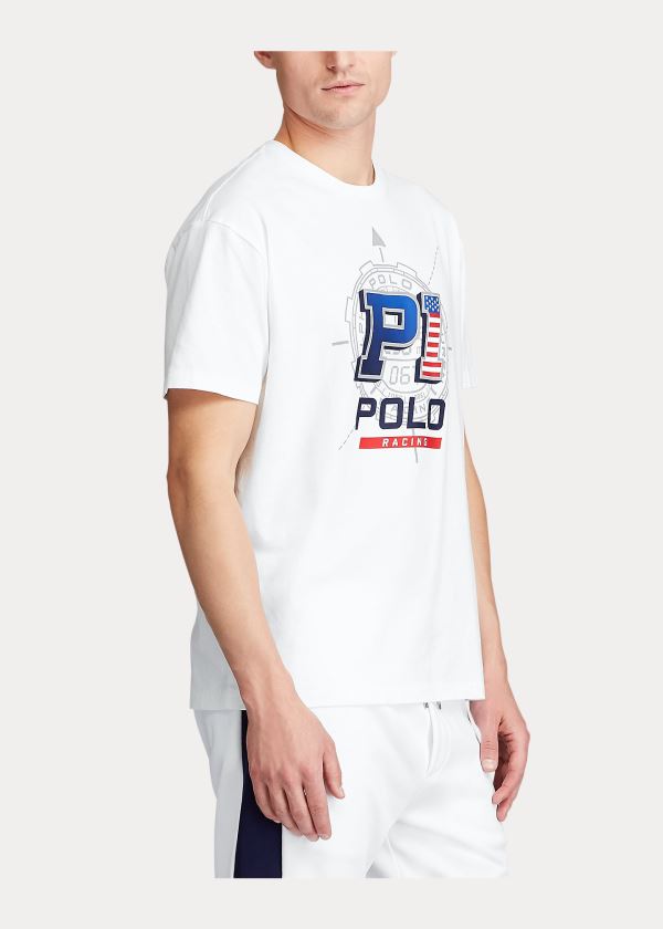 Ralph Lauren Závodní Bavlněné Jersey T-Shirt Bílé | MMlyal9S