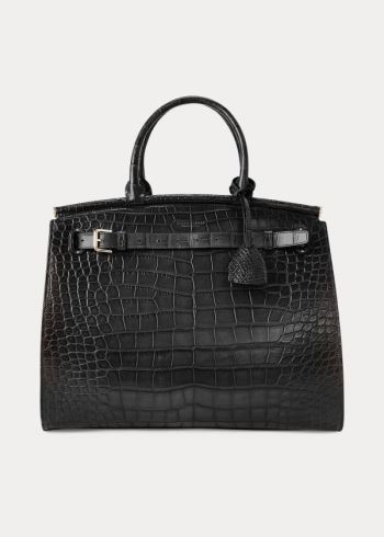 Ralph Lauren Alligator Large RL50 Handbag Černé | rPr6jJEB