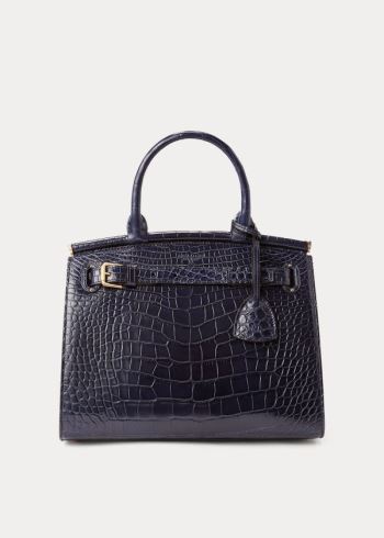 Ralph Lauren Alligator Medium RL50 Handbag Tmavě Blankyt | 42WpnKuz