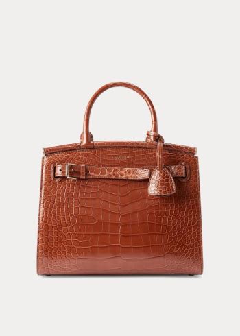 Ralph Lauren Alligator Medium RL50 Handbag Hnědé | NvFX0lnQ