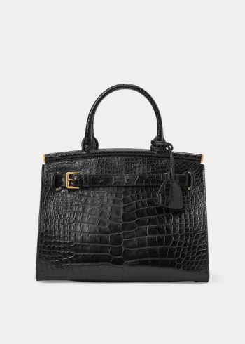 Ralph Lauren Alligator Medium RL50 Handbag Černé | W3e6JIlt