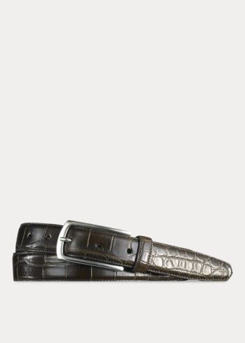 Ralph Lauren Alligator Sterling-Přezkou Belt Hnědé | zmnvmLVk