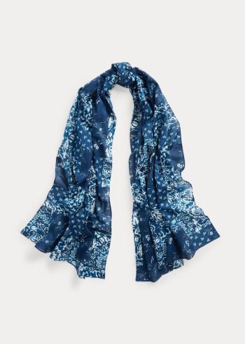 Ralph Lauren Allison Bavlněné Scarf Tmavě Blankyt | IlMKNUJe