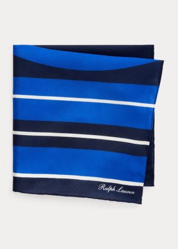 Ralph Lauren Art Deco Silk Pocket Square Královská Modrá Blankyt Tmavě Blankyt | MnfSqc15