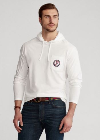 Ralph Lauren Bavlněné Jersey S Kapucí T-Shirt Bílé | bBUdtBRM