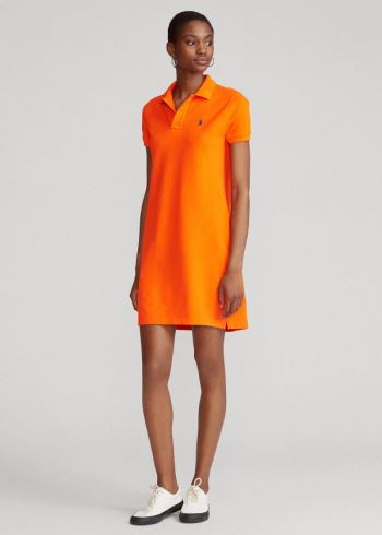 Ralph Lauren Bavlněné Mesh Polo Šaty Oranžové | DTKhFng1