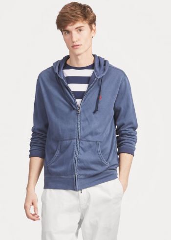 Ralph Lauren Bavlněné Spa Terry Hoodie Tmavě Blankyt | LTZjd10t