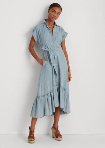 Ralph Lauren Belted Chambray Shirtdress Blankyt Blankyt Světle Modré | mNOYfGP8