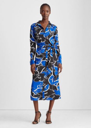 Ralph Lauren Belted Crepe Shirtdress Blankyt Viacfarebný | WrKmZO4C