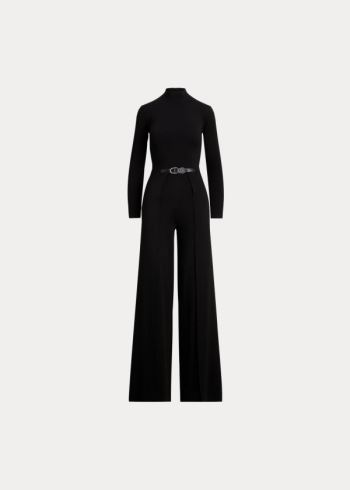 Ralph Lauren Belted Merino Wool Jumpsuit Černé | gUnrcYNO