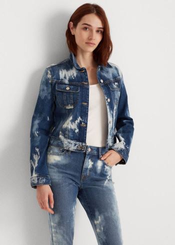 Ralph Lauren Bleach-Dye Denim Jacket Blankyt Blankyt Světle Modré | fFlLE0up