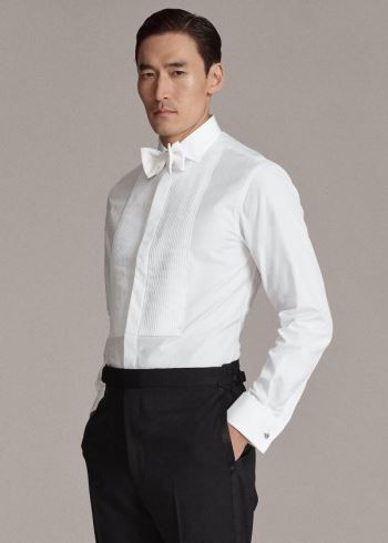 Ralph Lauren Bond Pleated Tuxedo Shirt Bílé | VRpIMPZ4