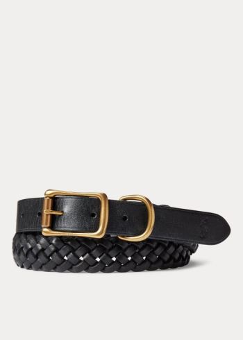 Ralph Lauren Braided Læder Belt Černé | ztXSQIlY