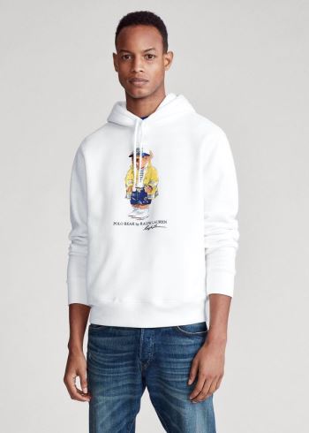 Ralph Lauren CP-93 Bear Fleece Hoodie Bílé | 10495Opk