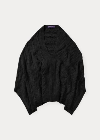 Ralph Lauren Cable Cashmere Poncho Scarf Černé | l7K2fYqt