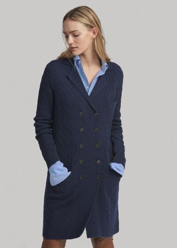 Ralph Lauren Cable-Knit Cashmere Cardigan Tmavě Blankyt | Hf9Gc5hB