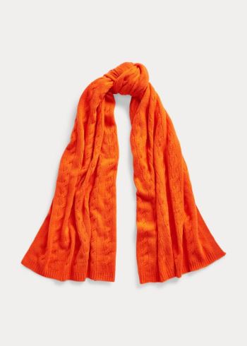 Ralph Lauren Cable-Knit Cashmere Scarf Světle Oranžové | AdVbJ9WG