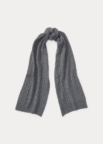 Ralph Lauren Cable-Knit Cashmere Scarf Tmavě Šedé | ICqMw34o