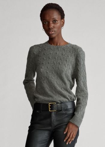 Ralph Lauren Cable-Knit Cashmere Svetrové Tmavě Šedé | COhLooGu