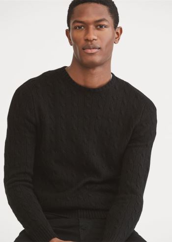 Ralph Lauren Cable-Knit Cashmere Svetrové Černé | flxebBcF