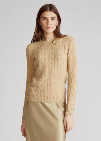 Ralph Lauren Cable-Knit Cashmere Svetrové Hnědé | i6Pg2tpn