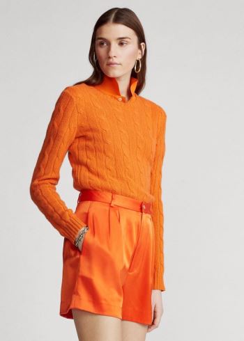 Ralph Lauren Cable-Knit Cashmere Svetrové Oranžové | r293gNbf