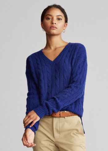 Ralph Lauren Cable-Knit Cashmere Svetrové Královská Modrá Blankyt | wlSqqArn