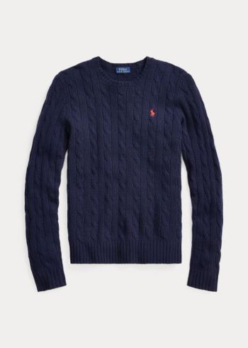 Ralph Lauren Cable Wool Crewneck Svetrové Tmavě Blankyt | MFM2gJx1