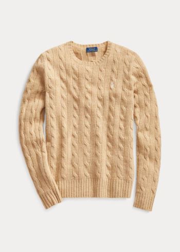 Ralph Lauren Cable Wool Crewneck Svetrové Hnědé | g8NI8Qds