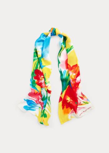 Ralph Lauren Callie Silk Twill Scarf Žluté | Od5dOyfU