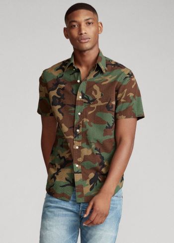 Ralph Lauren Camo-Print Seersucker Shirt Maskáčové | mwem33vU