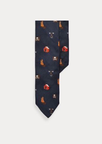 Ralph Lauren Camping Silk Narrow Tie Tmavě Blankyt | Vd01WJJb