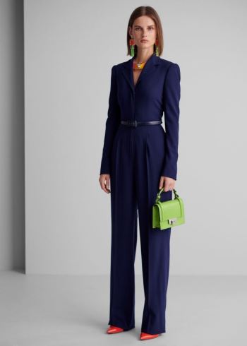 Ralph Lauren Carney Wool Crepe Jumpsuit Tmavě Blankyt | Hl8GWdIh