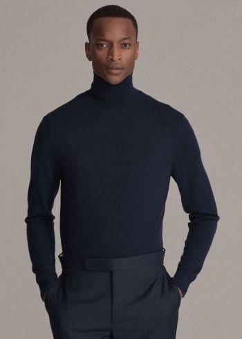 Ralph Lauren Cashmere Turtleneck Svetrové Tmavě Blankyt | Pl25L5Zt