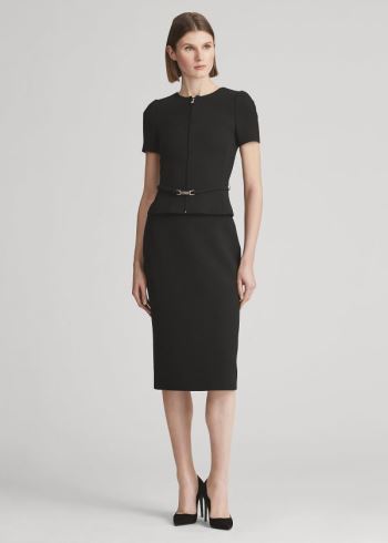 Ralph Lauren Cindy Stretch Wool Crepe Skirt Černé | Etjn7X12