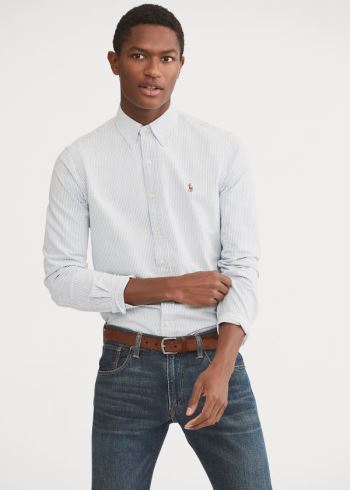 Ralph Lauren Classic Fit Bavlněné Shirt Blankyt Bílé | XJLYdwEL