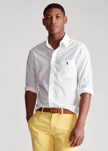 Ralph Lauren Classic Fit Garment-Dyed Shirt Bílé | gajSQbcn